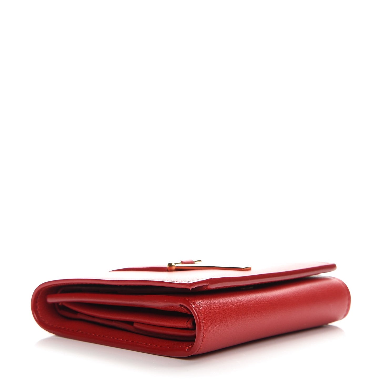 Calfskin Classic Y Tri Fold Wallet Lipstick Red