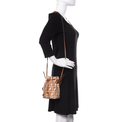 Fendi Vitello Grace F is Fendi Bi-Color FF 1974 Embossed Mini Mon Tresor Bucket Bag Camelia Saddler Brandy 2 of 10