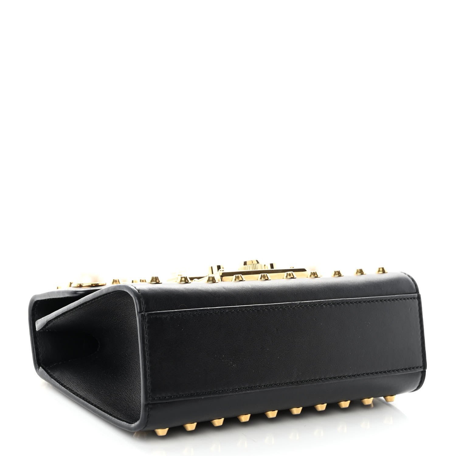 Gucci Calfskin Studded Small Padlock Shoulder Bag Black 4 of 11