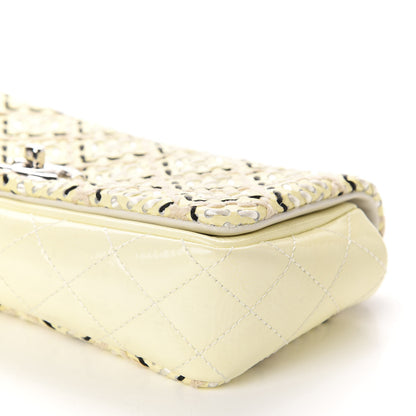 Chanel Patent Perforated Woven Flap White Black 7 of 10
