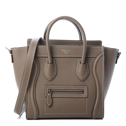 Celine Drummed Calfskin Nano Luggage Souris 1 of 8