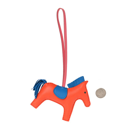 Hermes Milo Lambskin Grigri Rodeo Horse Bag Charm MM Orange Poppy Bleu Izmir Rose Azalee 2 of 4