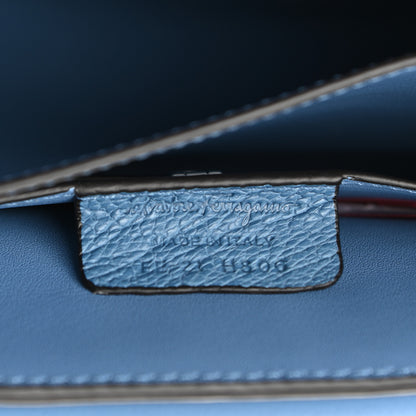 Salvatore Ferragamo Ostrich Gancini Top Handle Satchel Chambray Neutral 8 of 9
