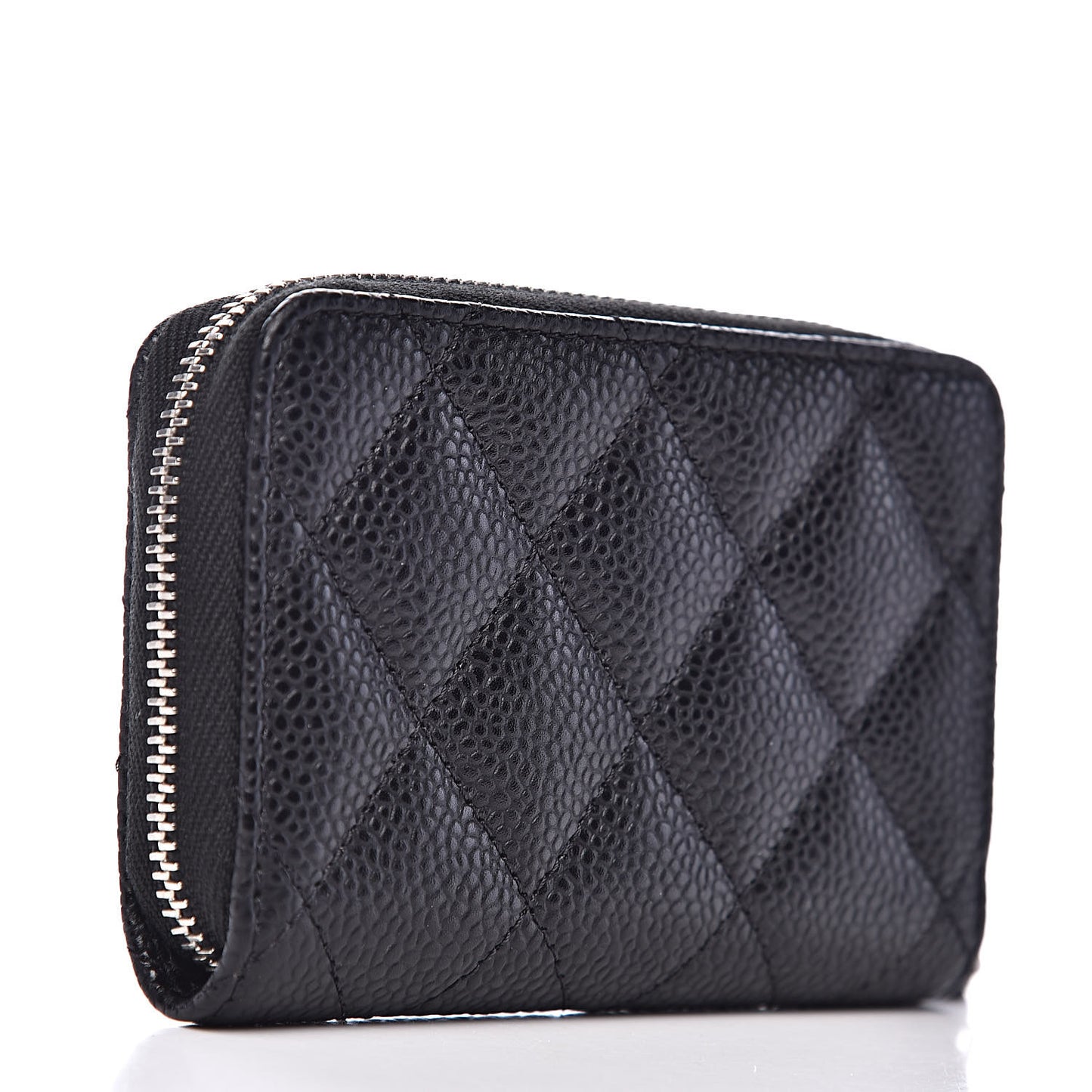 Caviar Quilted Zip Coin Purse Black