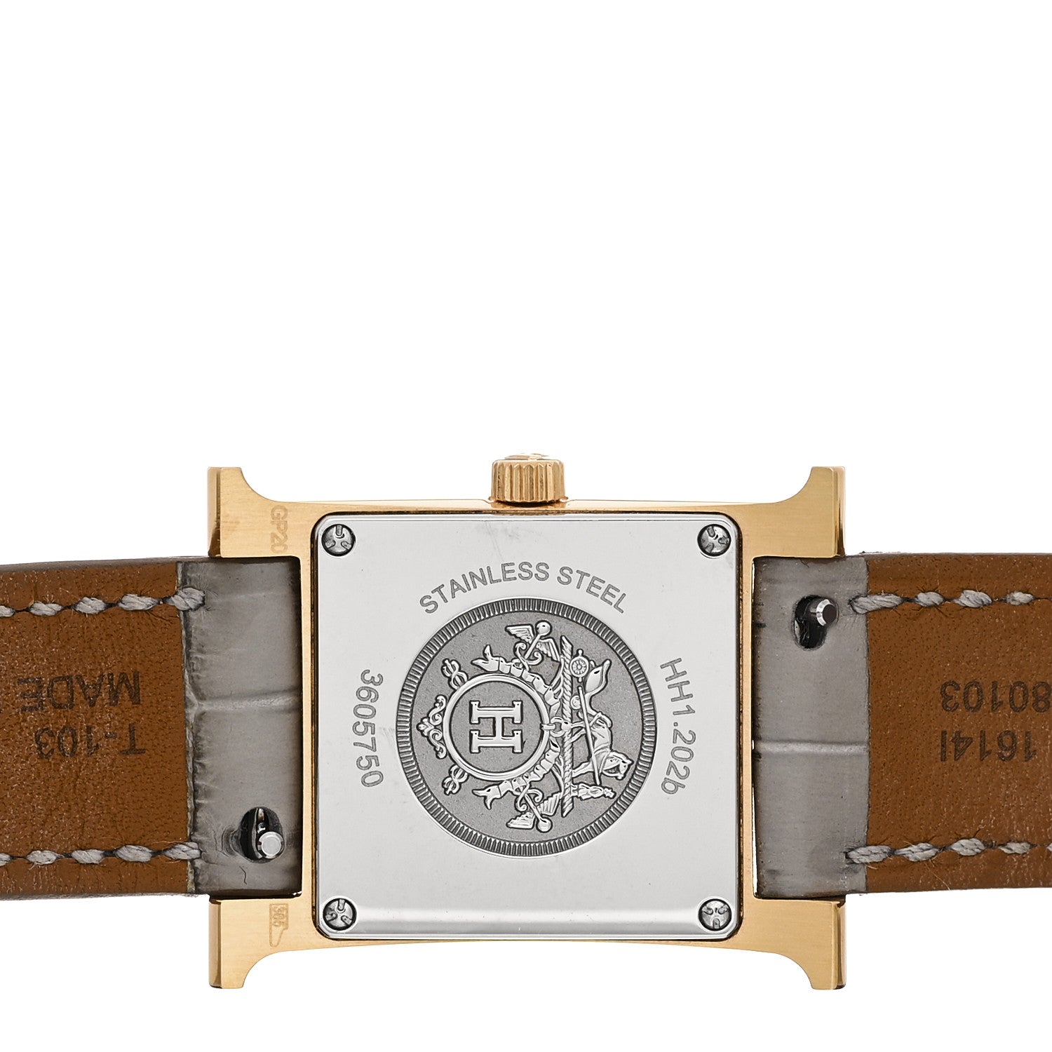 Hermes Stainless Steel Alligator Diamond Mother of Pearl 21mm Heure H Hour Quartz Watch Gris Perle 4 of 5