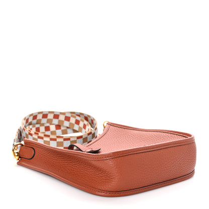Hermes Taurillon Clemence Amazone Maxi Quadrille Evelyne TPM Cuivre Chai Nata Bleu Brume 4 of 10