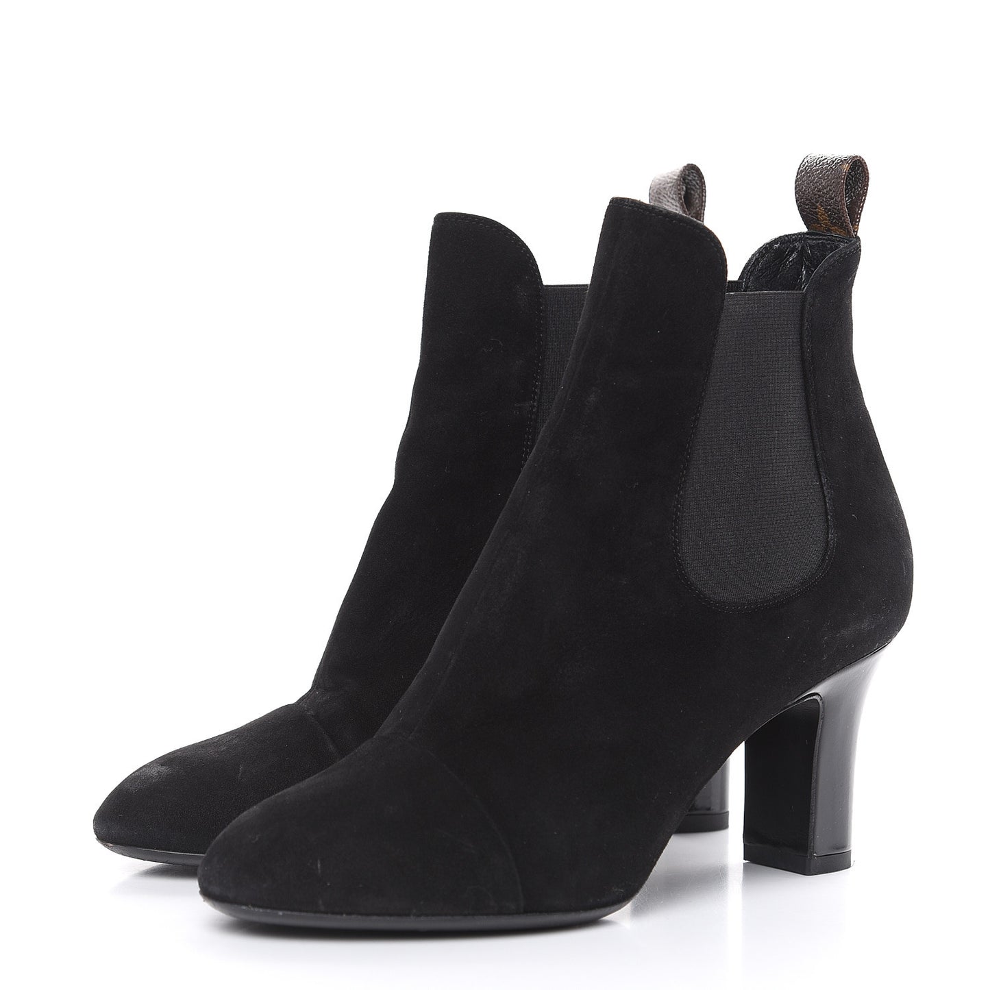 Suede Monogram Uniformes Cap Toe Chelsea 75mm Ankle Boots 37 Black