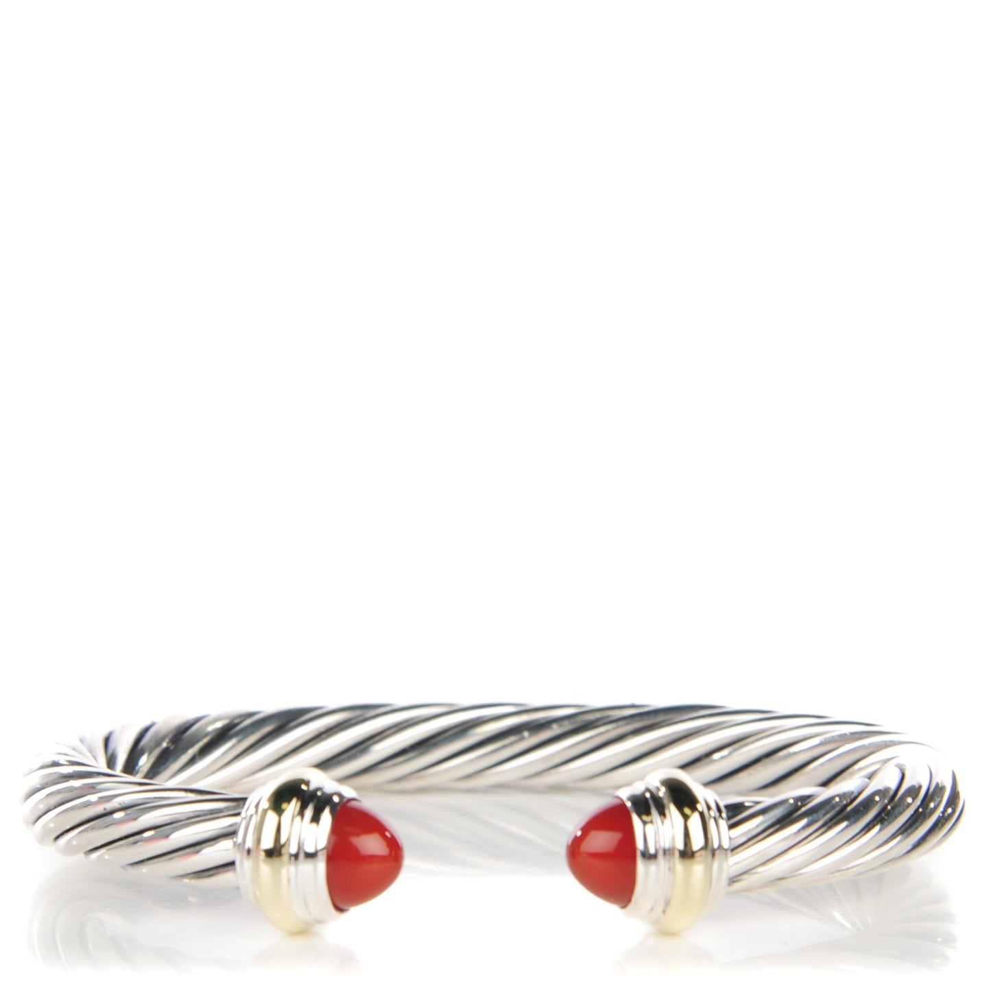 Sterling Silver 14K Yellow Gold Carnelian 7mm Cable Classics Bracelet