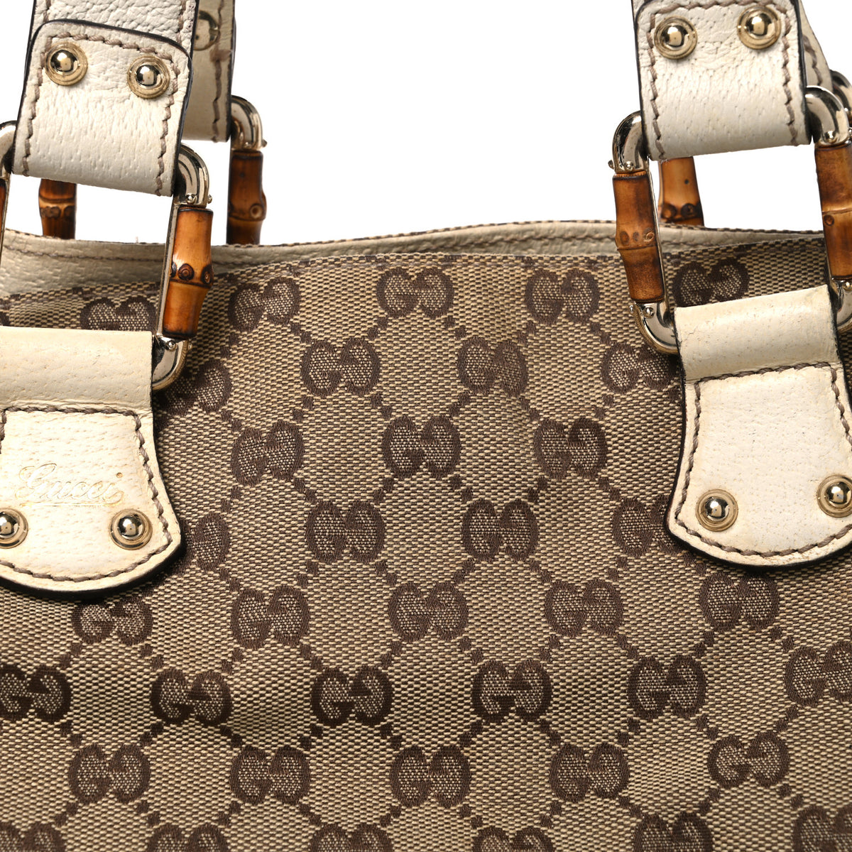 Gucci Monogram Bamboo Tote Off White 8 of 11