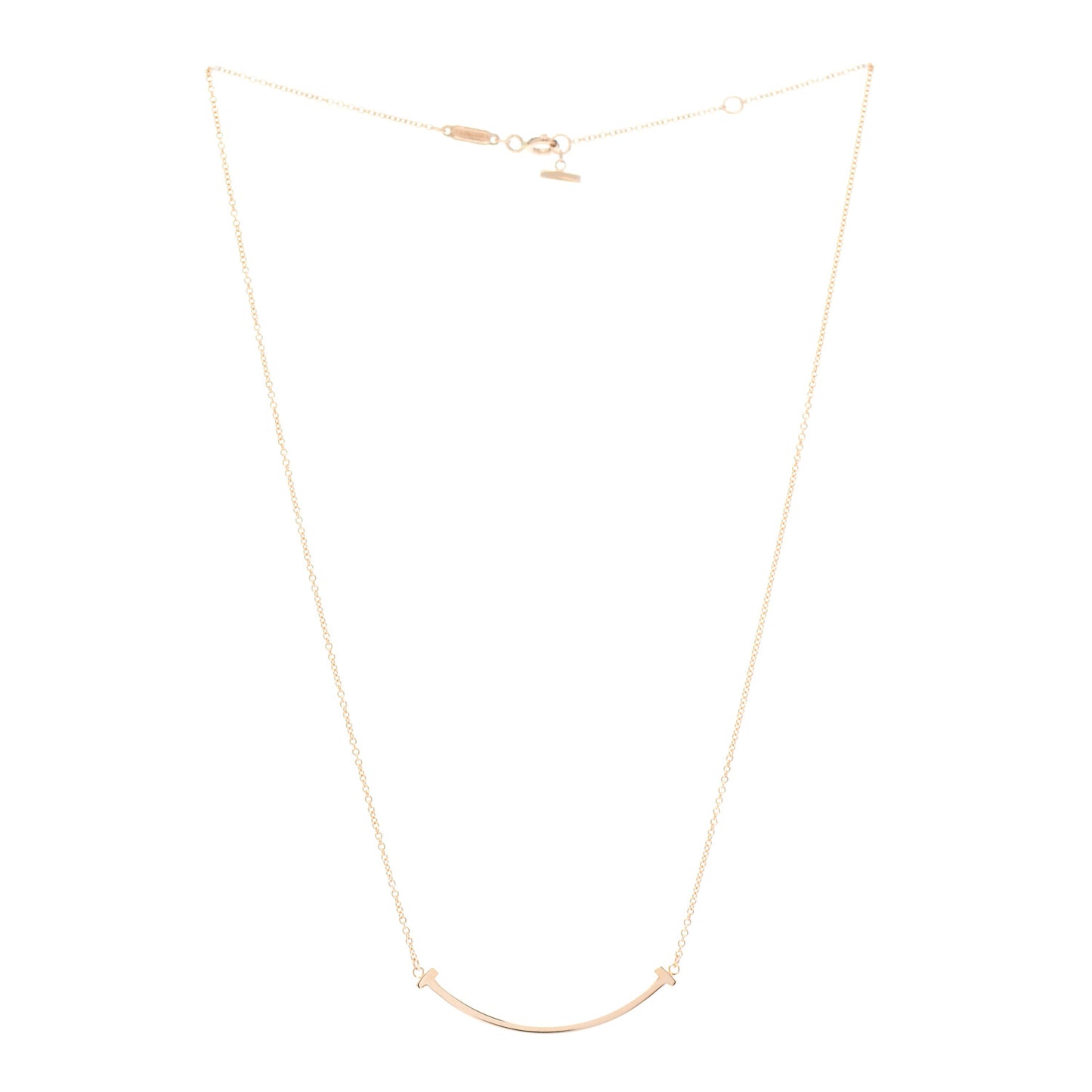 18K Rose Gold Small T Smile Pendant Necklace