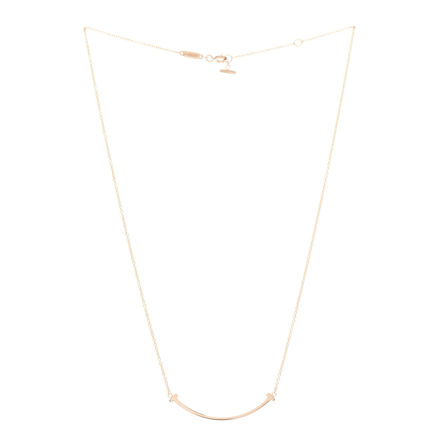 Tiffany 18K Rose Gold Small T Smile Pendant Necklace 3 of 6