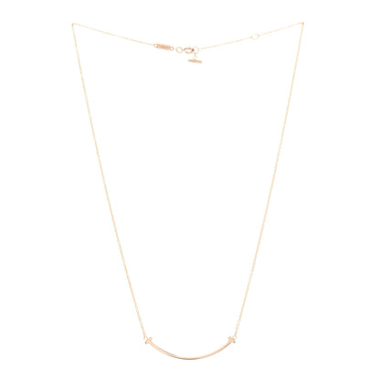 Tiffany 18K Rose Gold Small T Smile Pendant Necklace 3 of 6