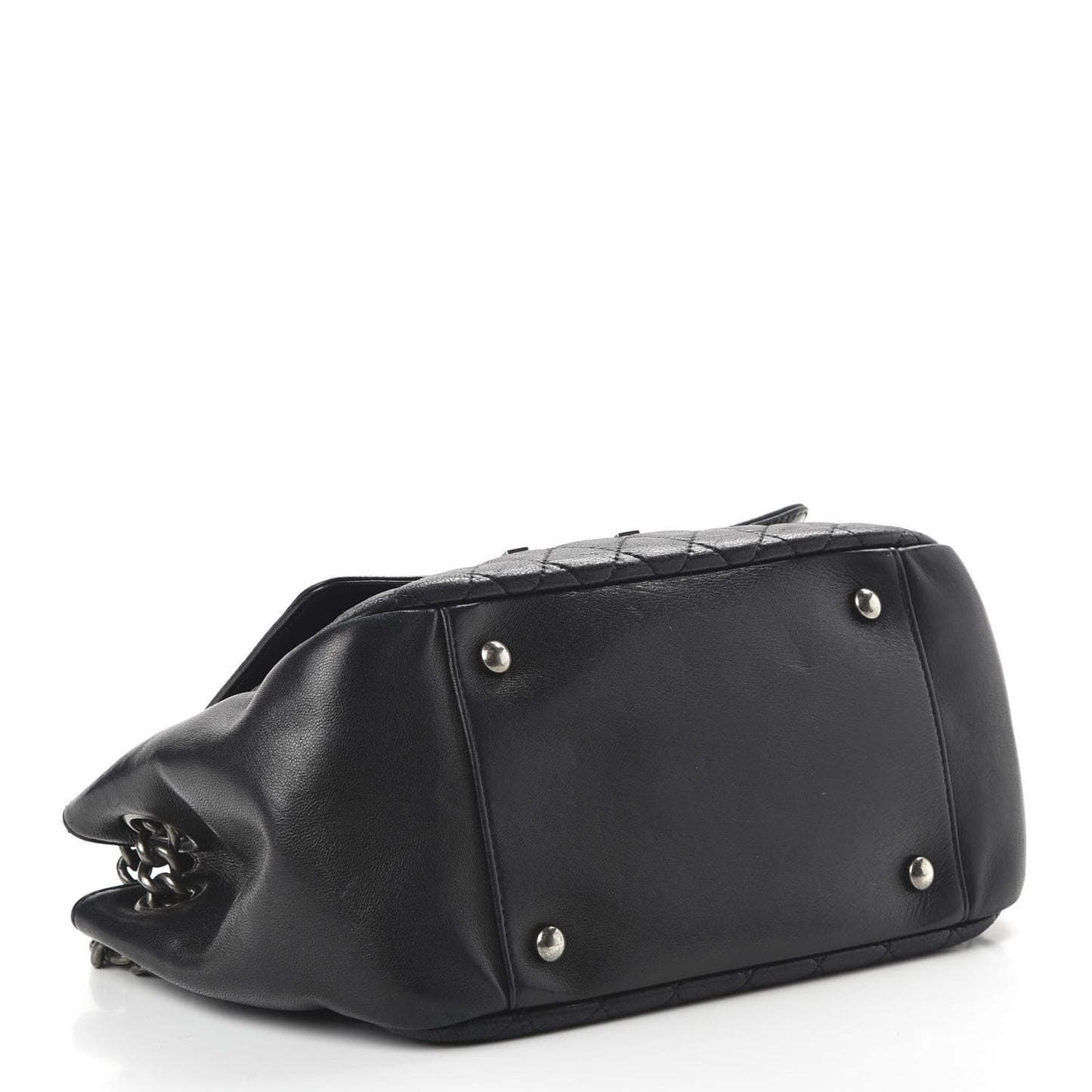 Lambskin Quilted Small Accordion Boy Flap Black