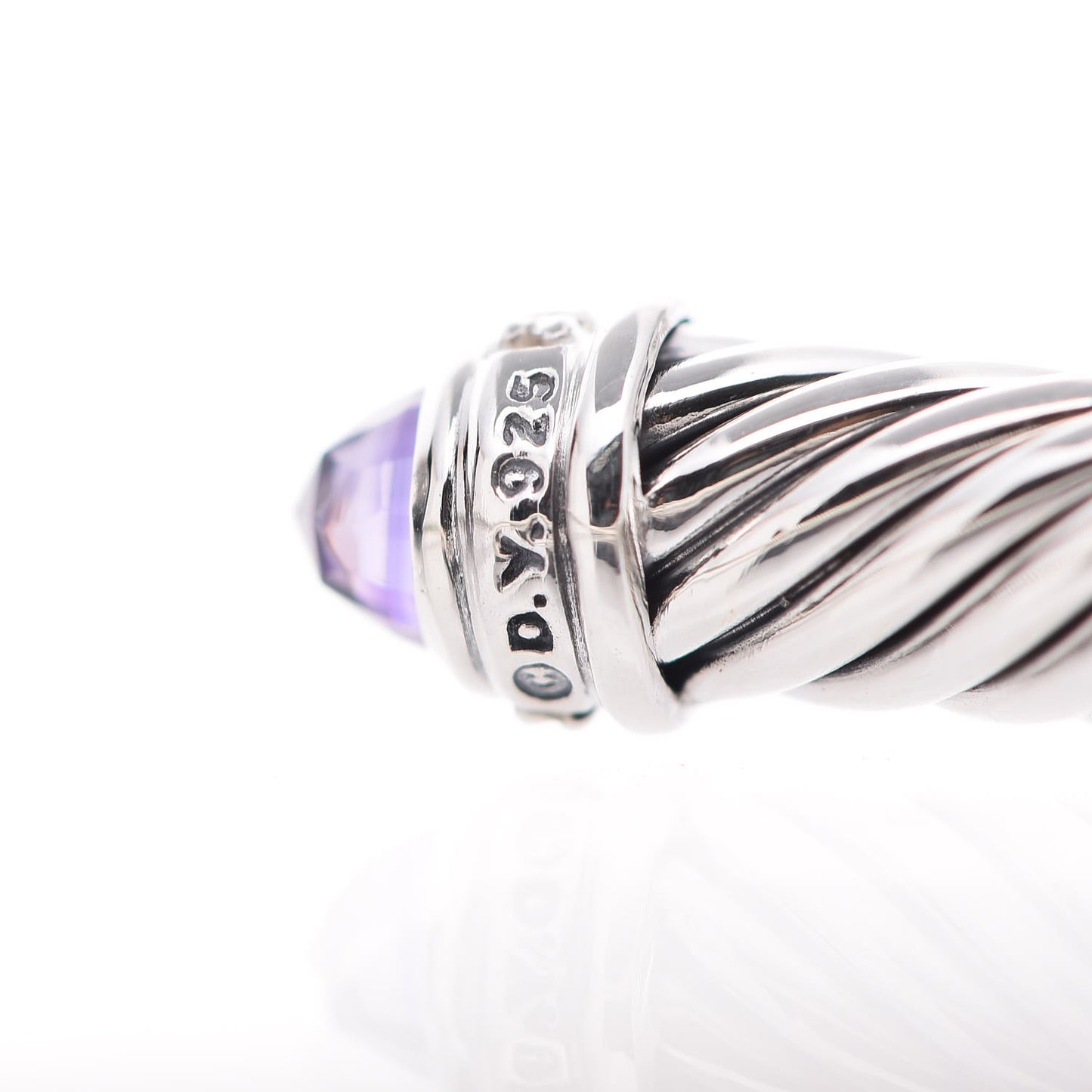 Sterling Silver Diamond Amethyst 5mm Cable Classics Bracelet