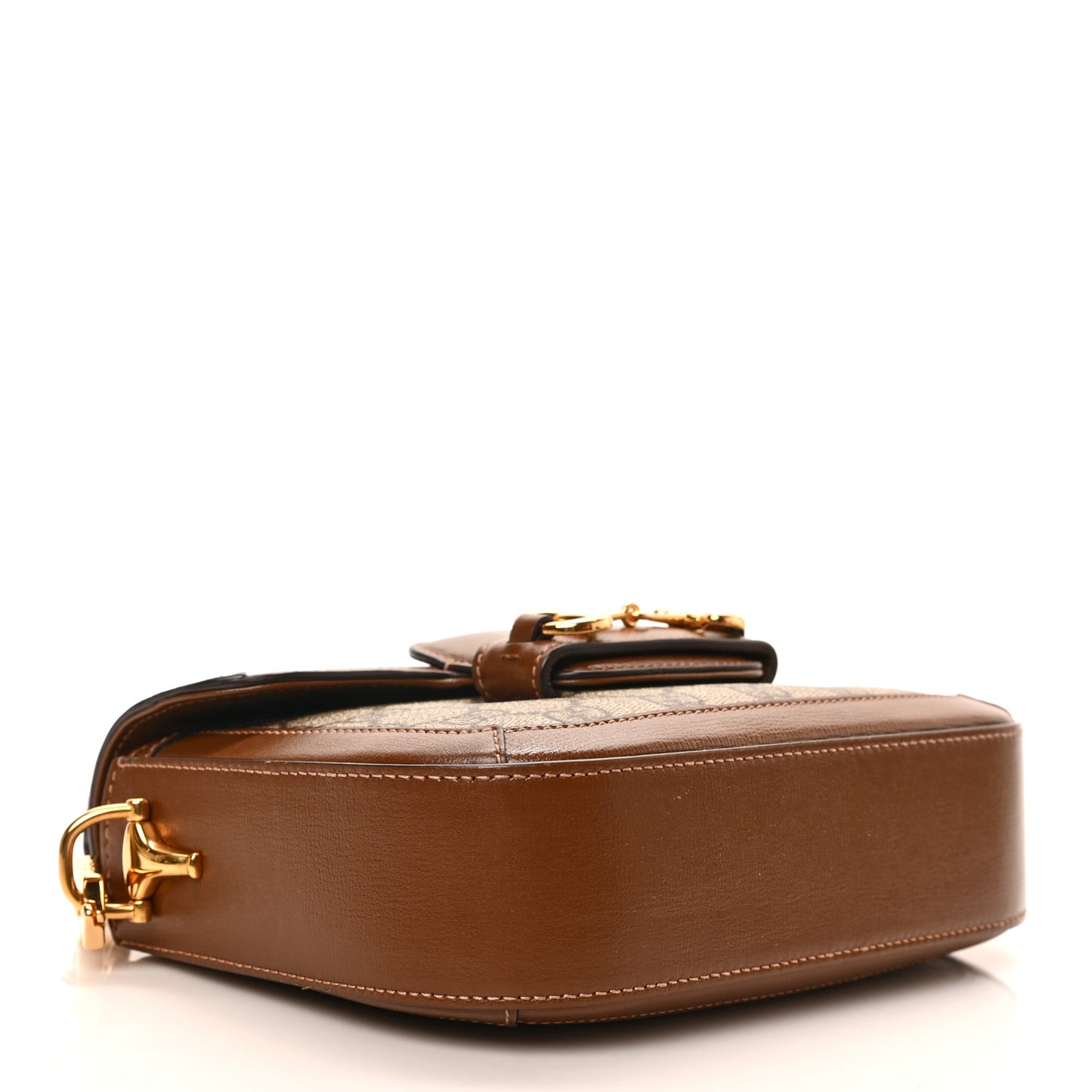 GG Supreme Monogram Azalea Calfskin Web Mini Horsebit 1955 Shoulder Bag Beige Ebony Brown Sugar