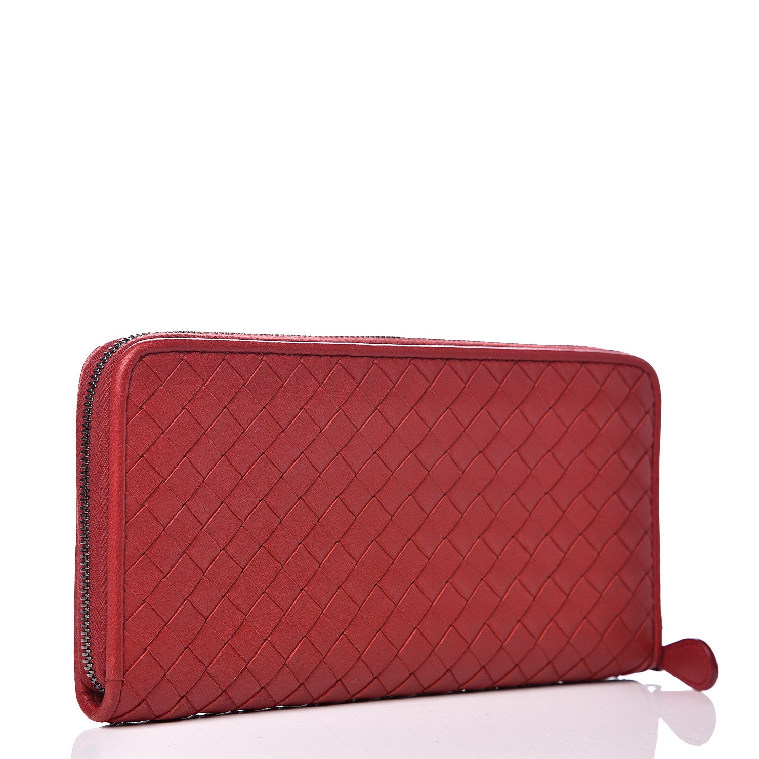 Bottega Veneta Nappa Intrecciato Zip Around Wallet Fraise 2 of 9