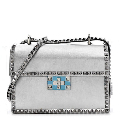Valentino Garavani Metallic Calfskin Small Rockstud No Limit Shoulder Bag Silver 1 of 12