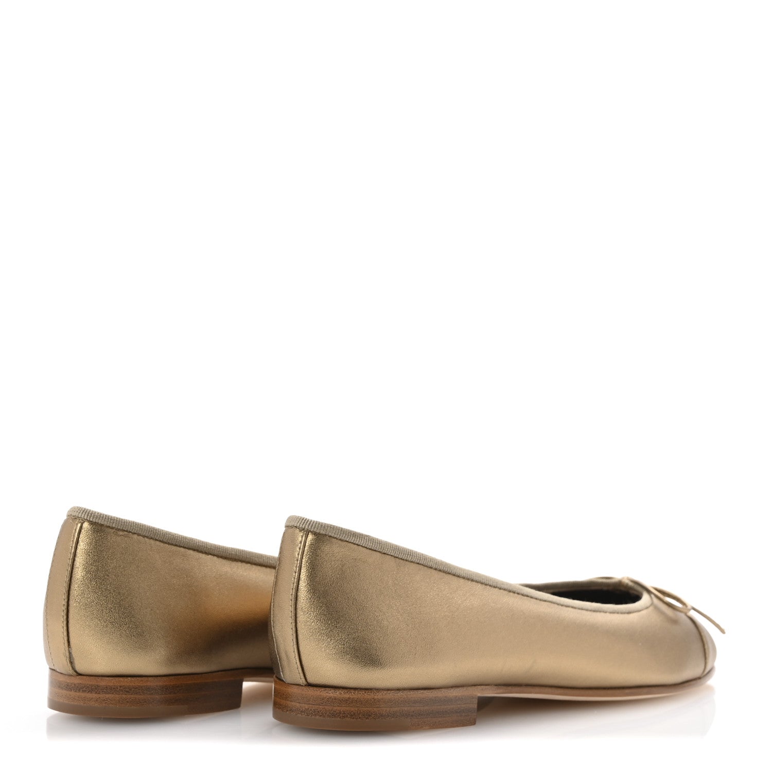 Chanel Metallic Lambskin CC Cap Toe Ballerina Flats 37 Dark Gold 5 of 13