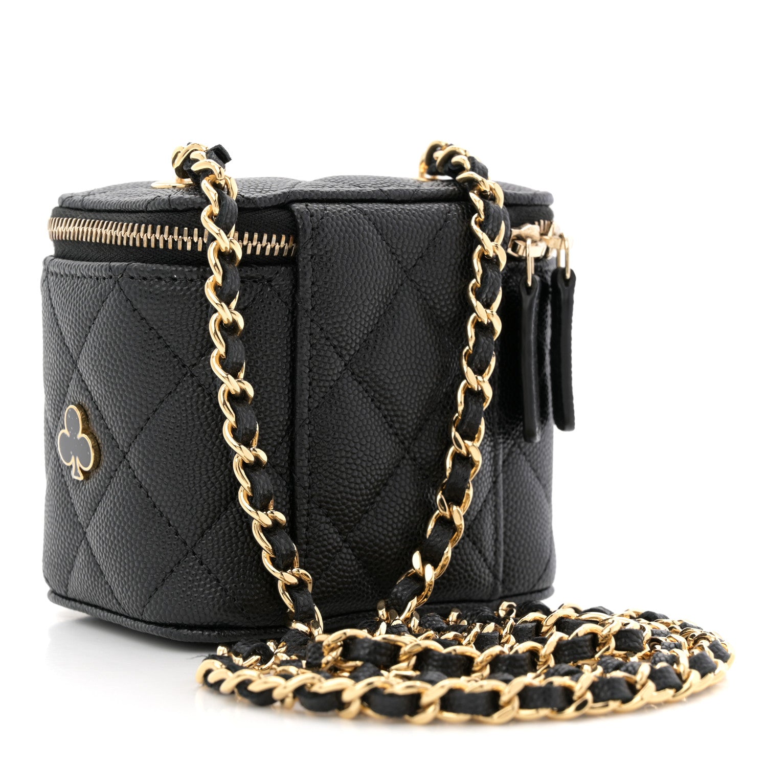 Chanel Caviar Quilted Enamel Coco Casino Mini Vanity Case With Chain Black 3 of 11
