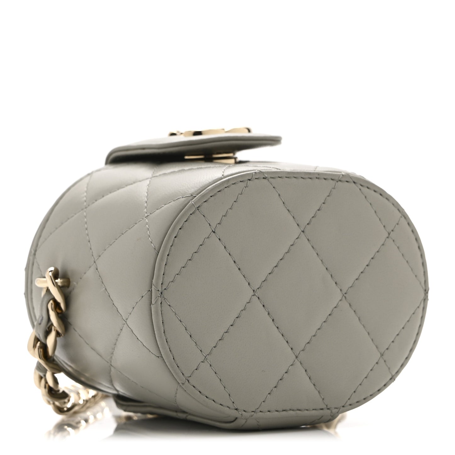 Lambskin Quilted Mini Vanity Case With Chain Grey