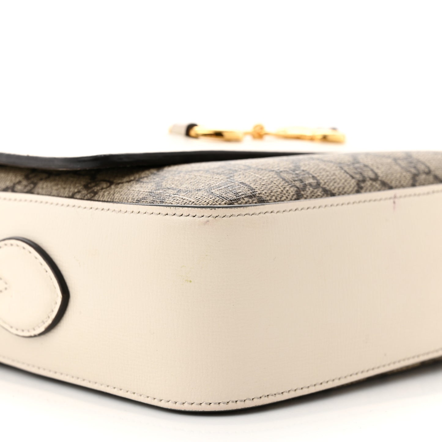 GG Supreme Monogram Small Horsebit 1955 Shoulder Bag Beige Mystic White