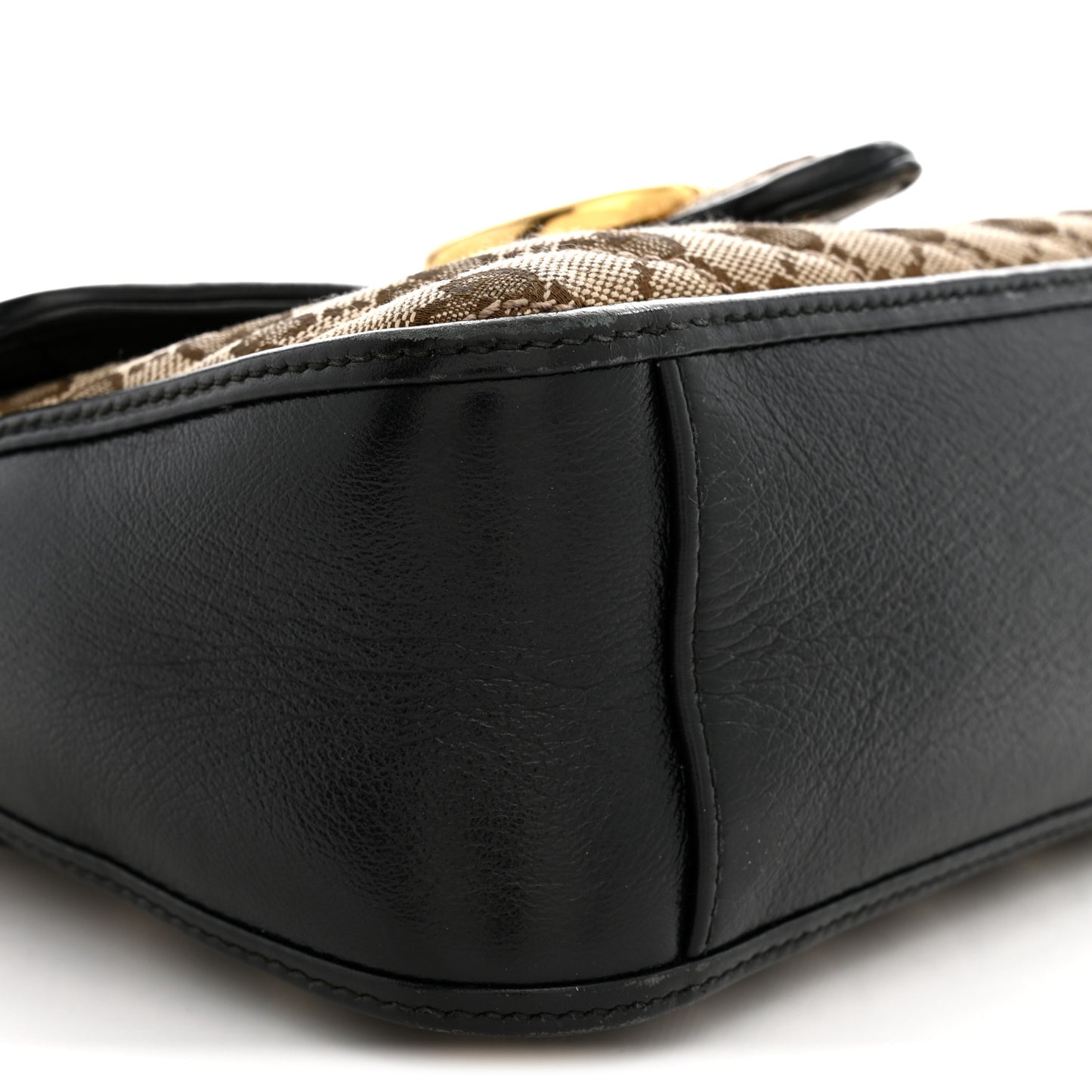 Monogram Azalea Calfskin Matelasse Diagonal Mini GG Marmont Top Handle Shoulder Bag Beige Ebony Black