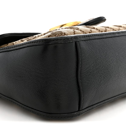 Gucci Monogram Azalea Calfskin Matelasse Diagonal Mini GG Marmont Top Handle Shoulder Bag Beige Ebony Black 9 of 14