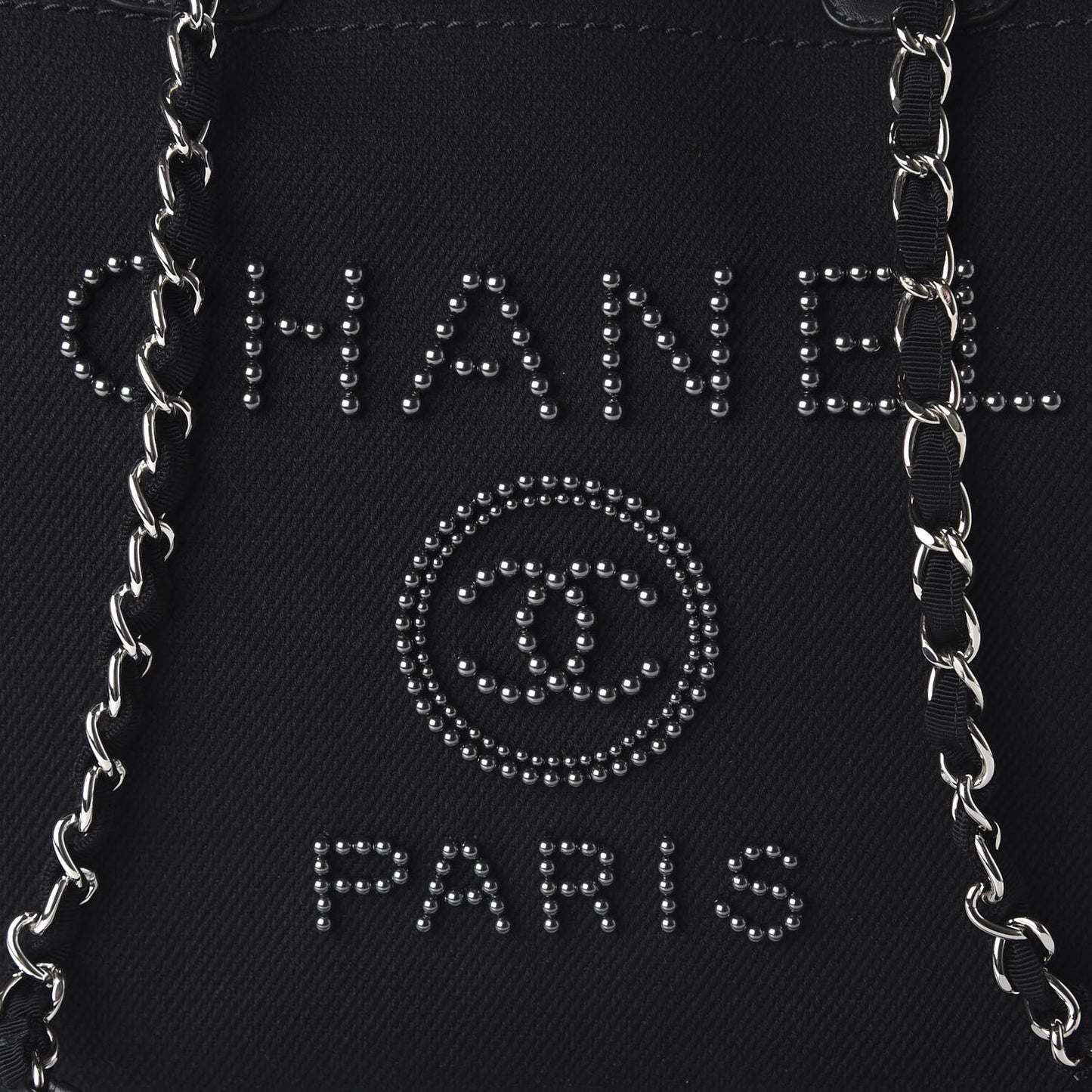 Canvas Pearl Medium Deauville Tote Black