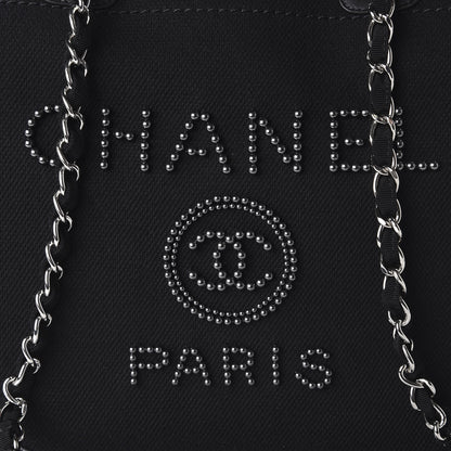 Chanel Canvas Pearl Medium Deauville Tote Black 10 of 10