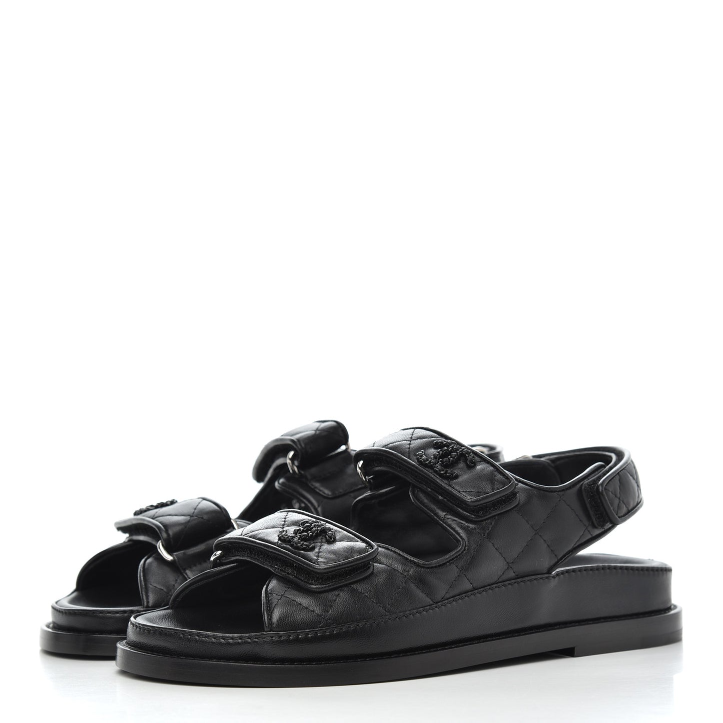Lambskin Velcro Dad Sandals 35 Black