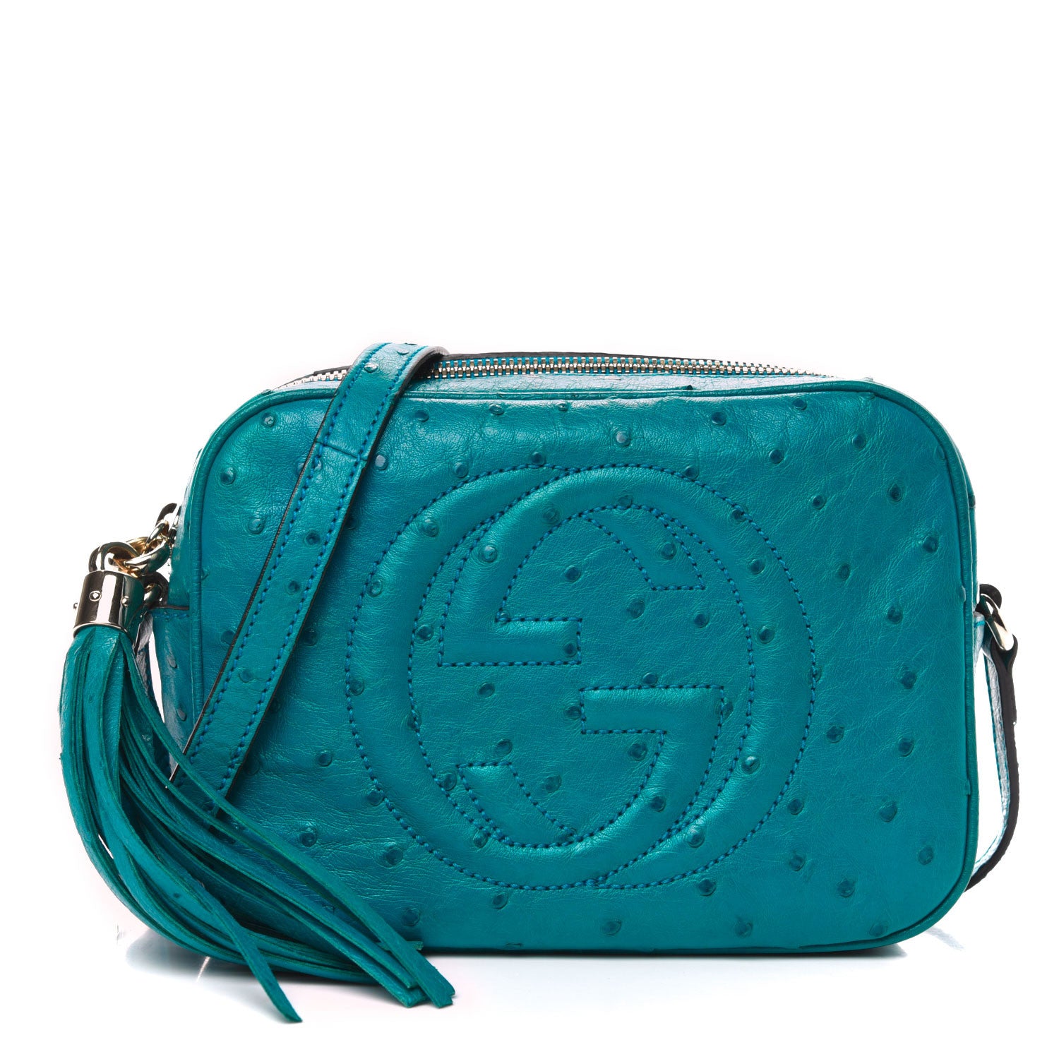 Gucci Ostrich Small Soho Disco Bag Teal 1 of 11