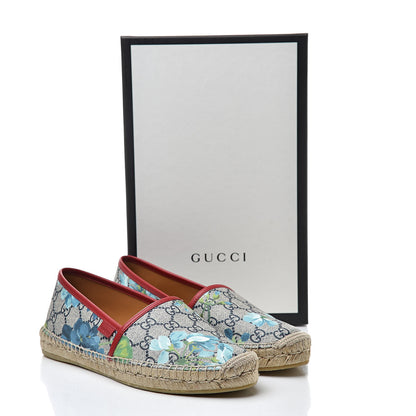 Gucci GG Supreme Monogram Blooms Espadrilles 38 Beige Blue Navy Hibiscus Red 8 of 8