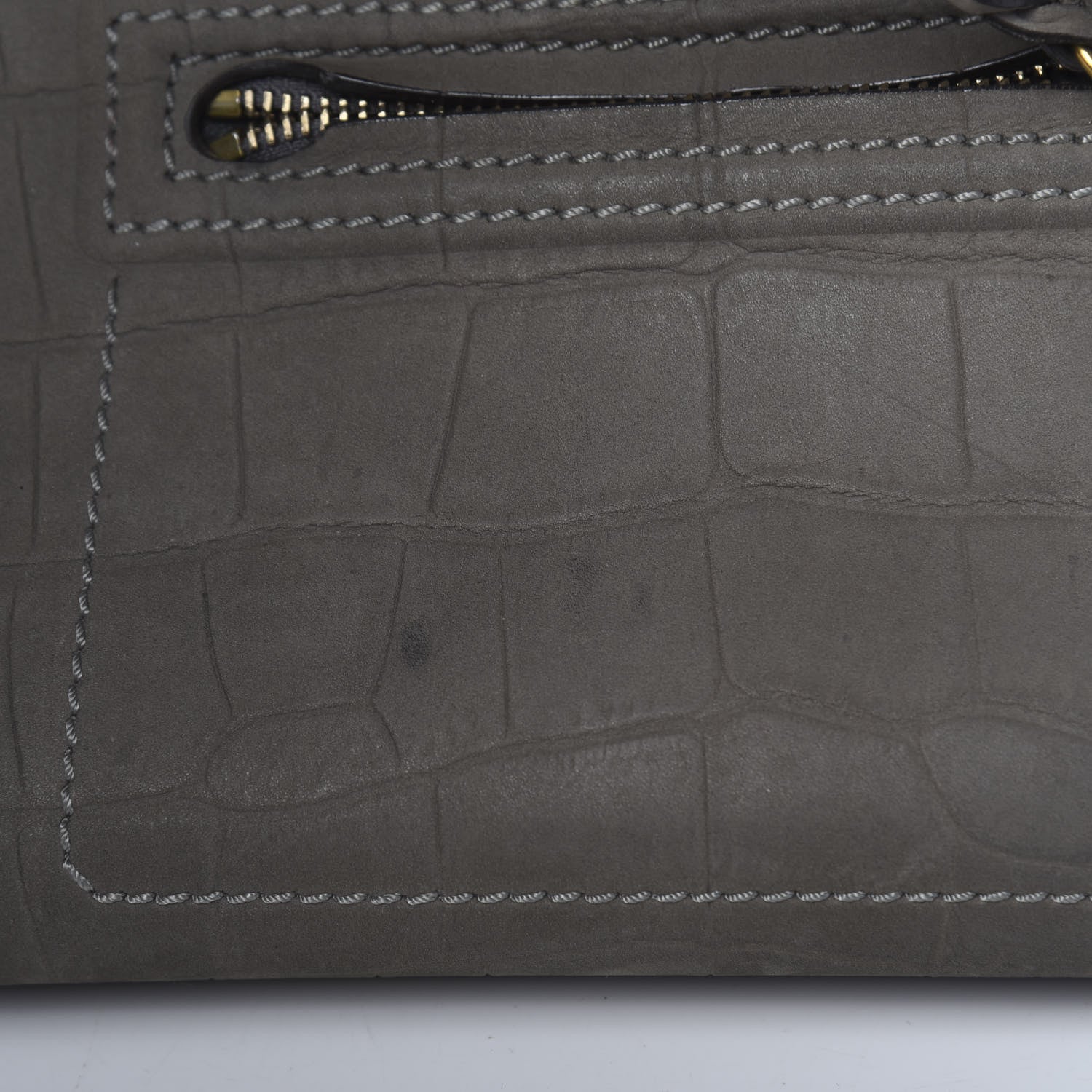 Celine Crocodile Embossed Nubuck Medium Phantom Luggage Grey 8 of 17