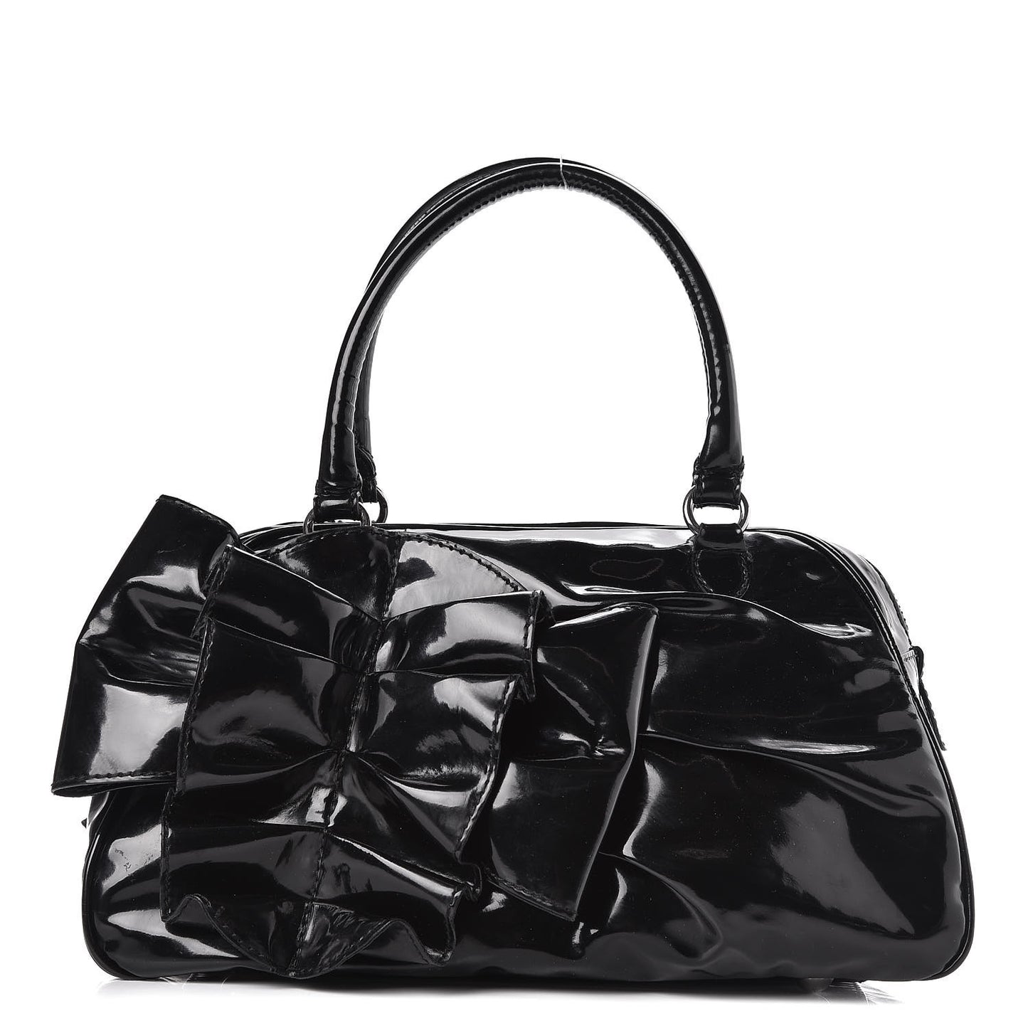 Patent Lacca Bow Bowler Tote Black
