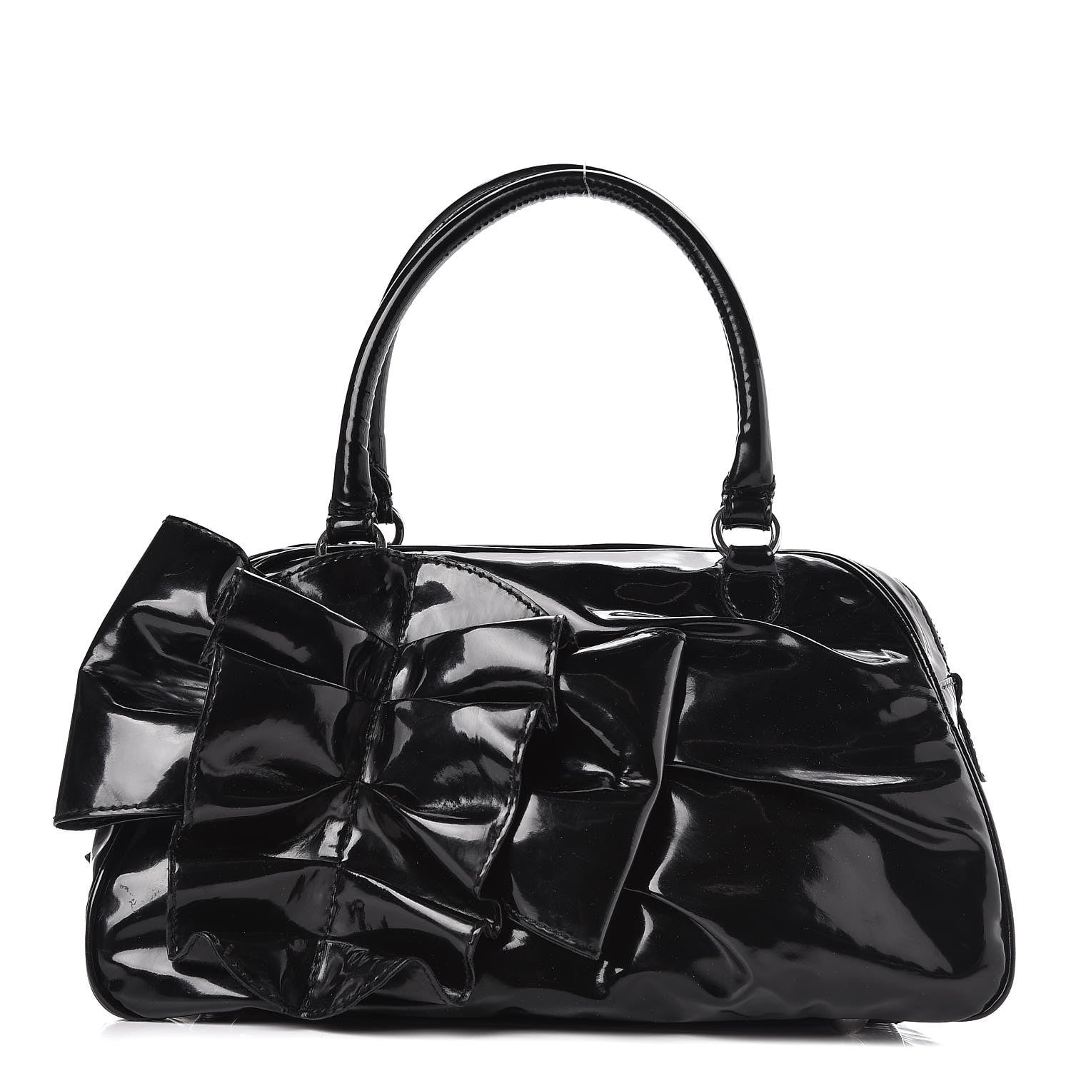 Valentino Garavani Patent Lacca Bow Bowler Tote Black 1 of 11