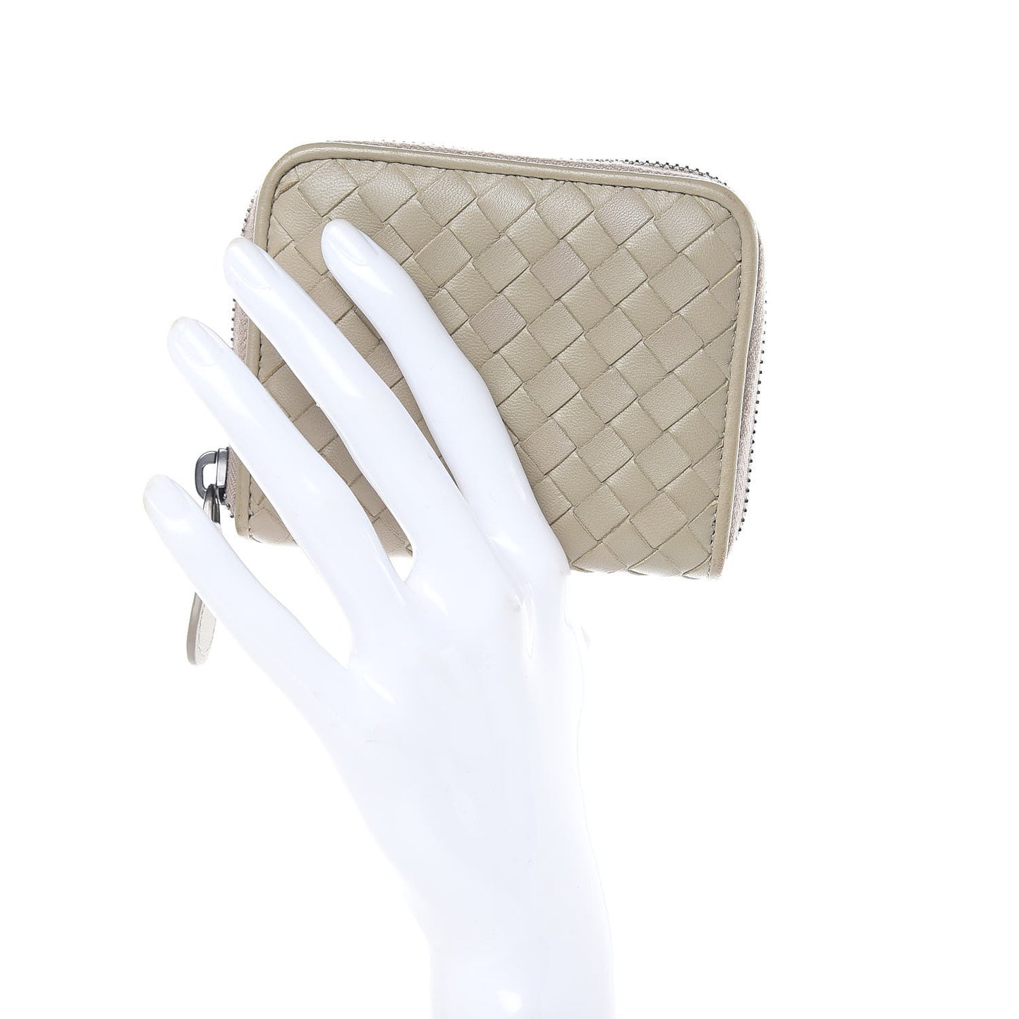Nappa Intrecciato Zip Around Coin Purse Fume