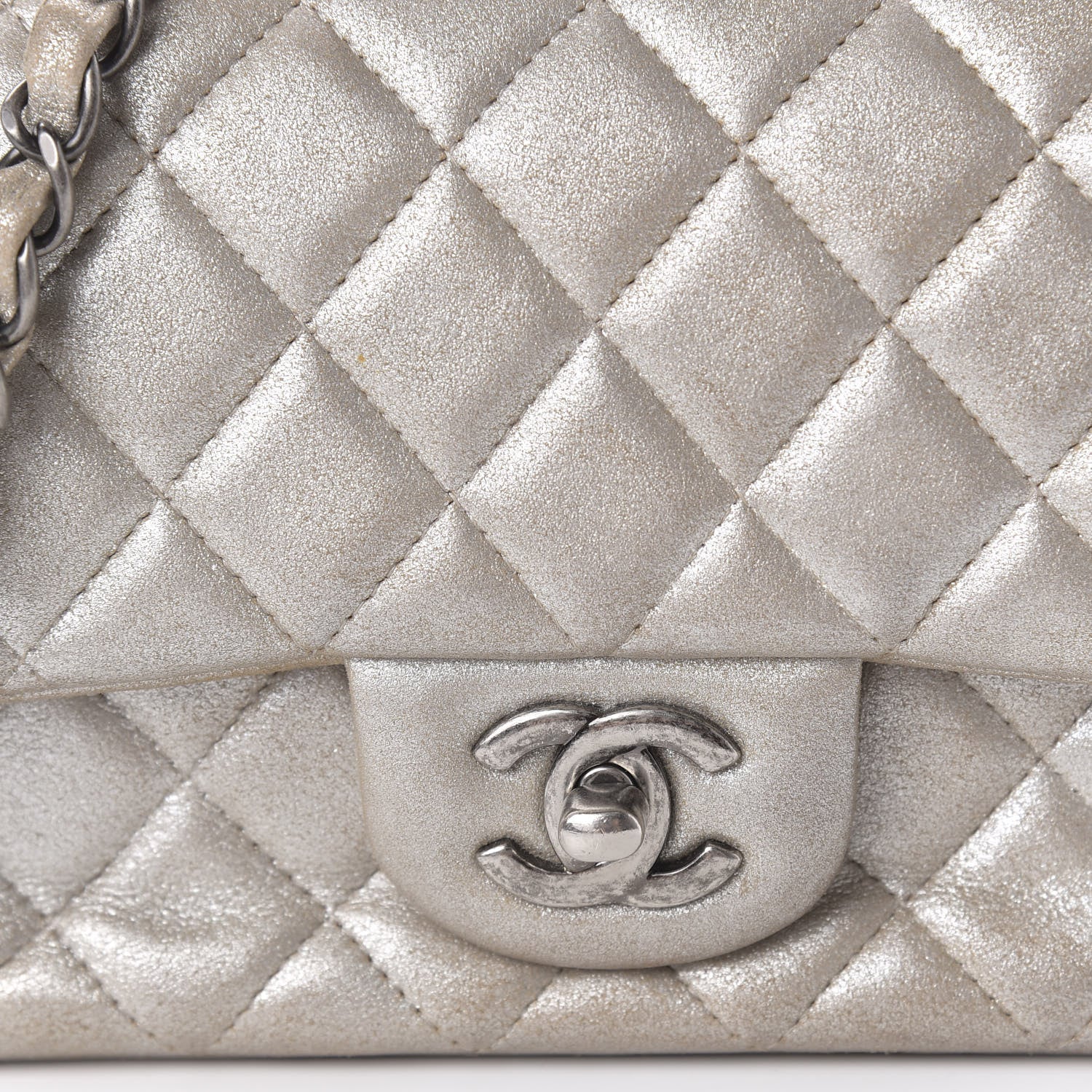 Chanel Metallic Lambskin Quilted Mini Rectangular Flap Silver 10 of 11