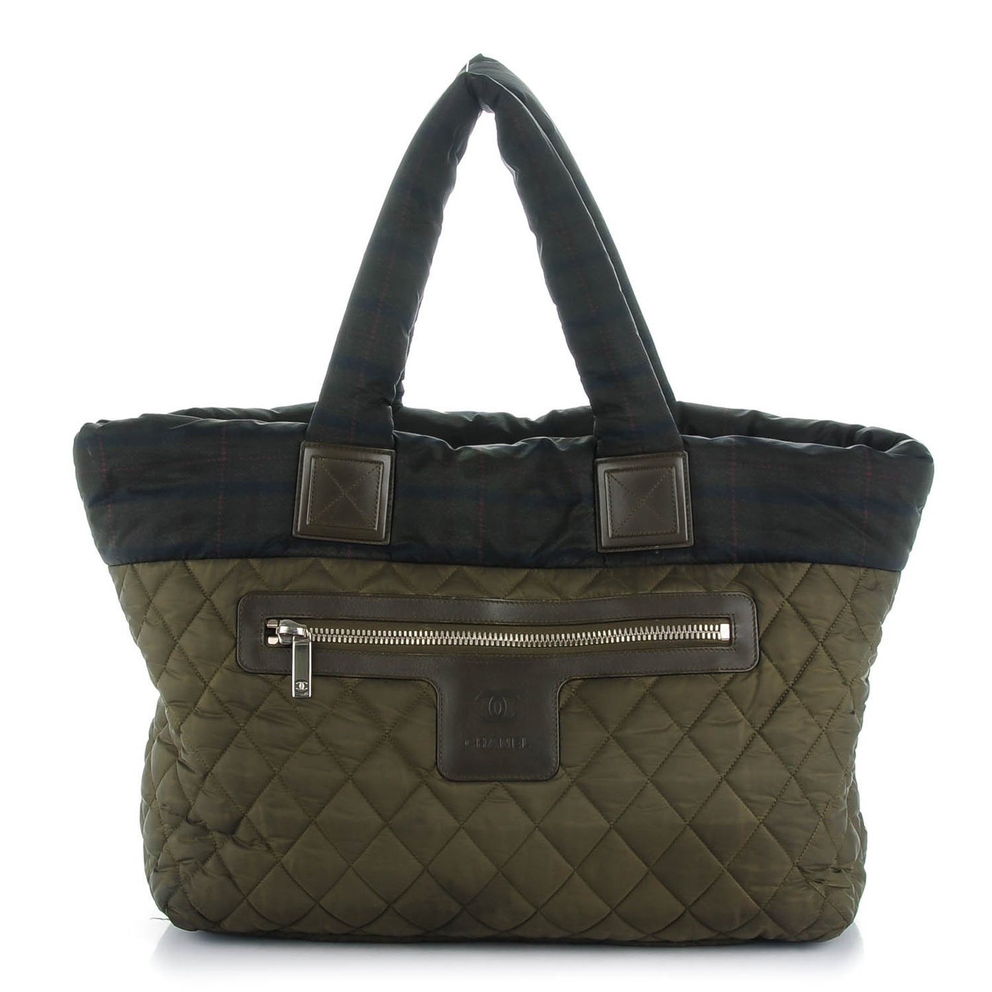 Nylon Quilted Medium Coco Cocoon Tote Khaki
