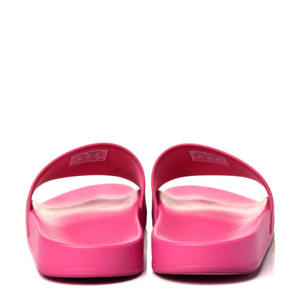 Balenciaga Rubber Allover Logo Womens Pool Slide Sandals 42 Pink Black 5 of 7