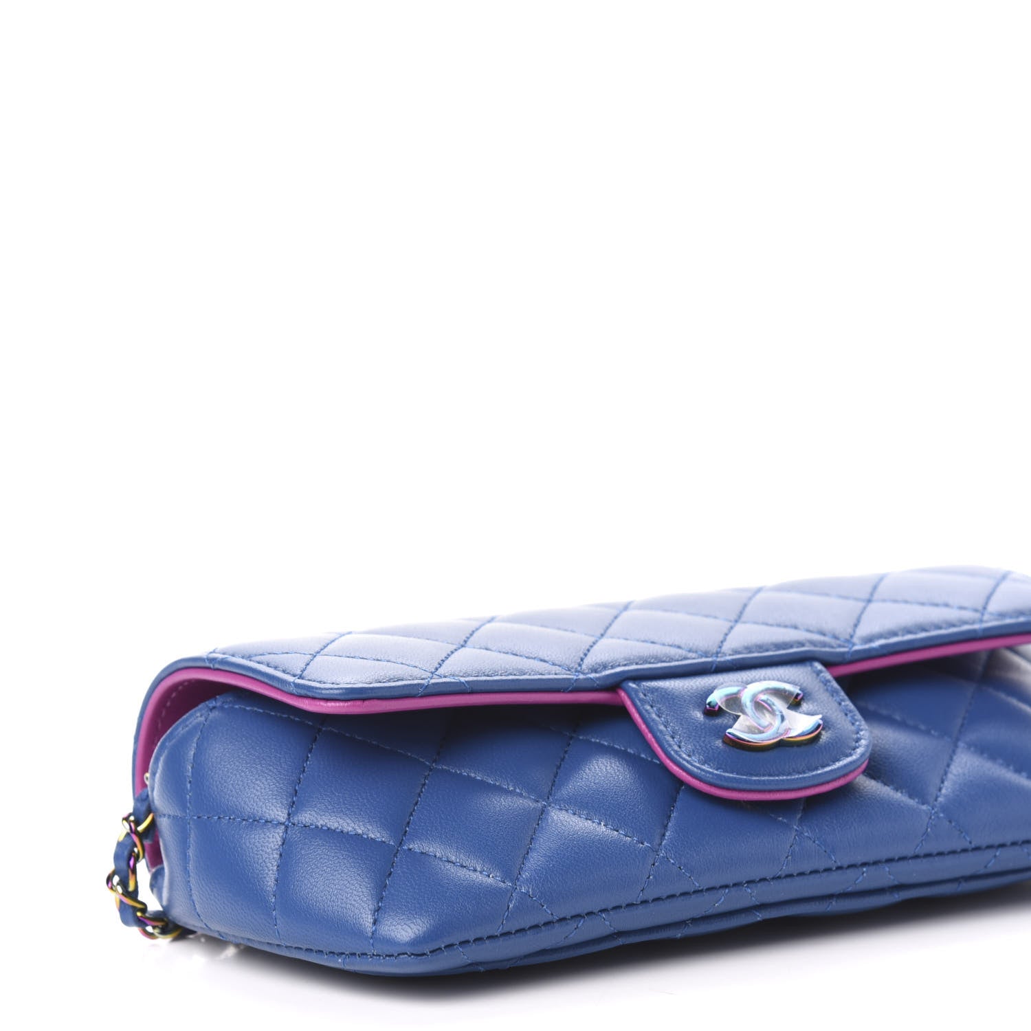 Chanel Lambskin Quilted Glasses Case With Chain Blue Purple 9 of 12