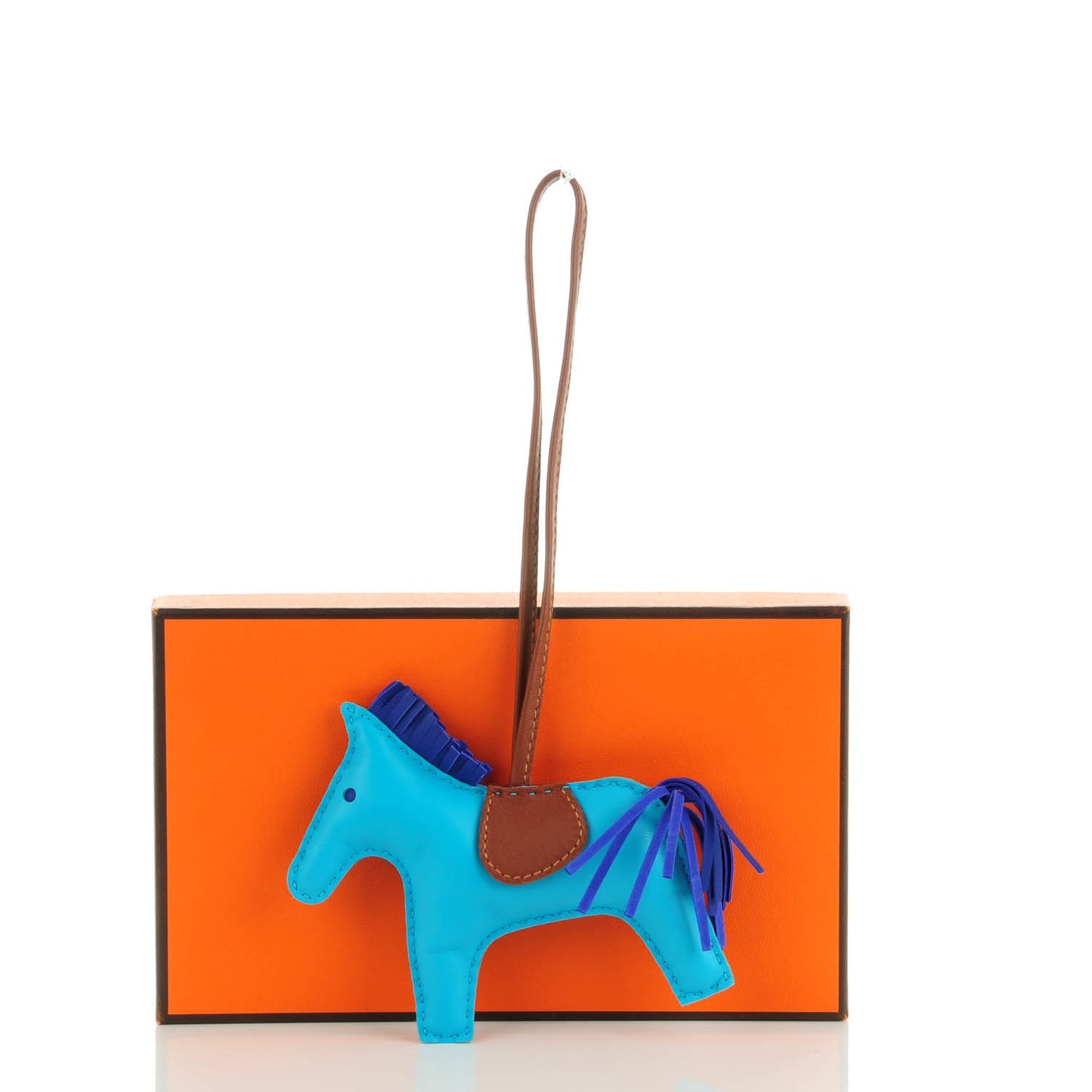 Milo Lambskin Grigri Rodeo Horse Bag Charm MM Bleu Azteque Bleu Electrique Fauve