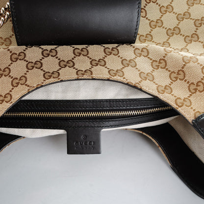 Gucci Monogram Margaux Calfskin Medium Emily Hobo Beige Ebony Cocoa 6 of 7