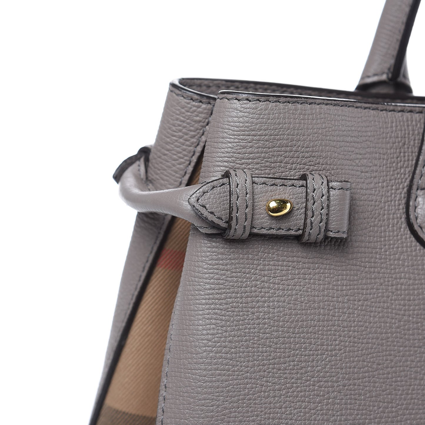 Derby Calfskin House Check Medium Banner Tote Thistle Grey