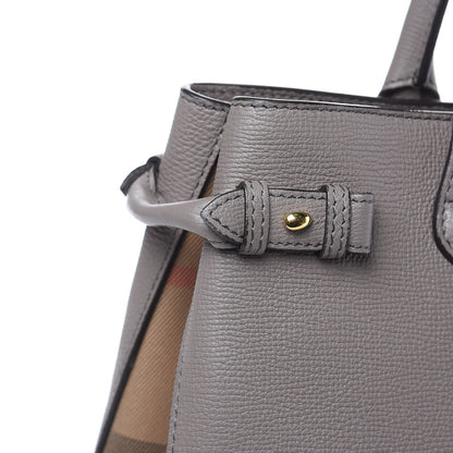 Burberry Derby Calfskin House Check Medium Banner Tote Thistle Grey 11 of 13