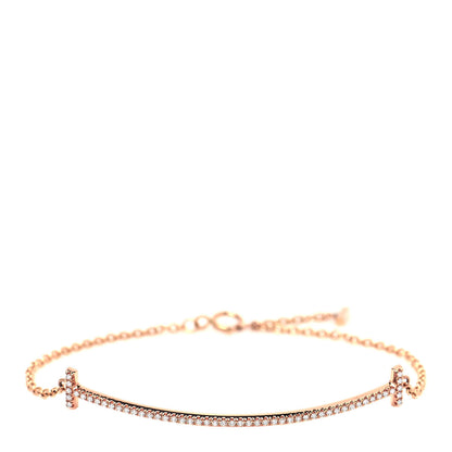 Tiffany 18K Rose Gold Diamond T Smile Bracelet 1 of 5