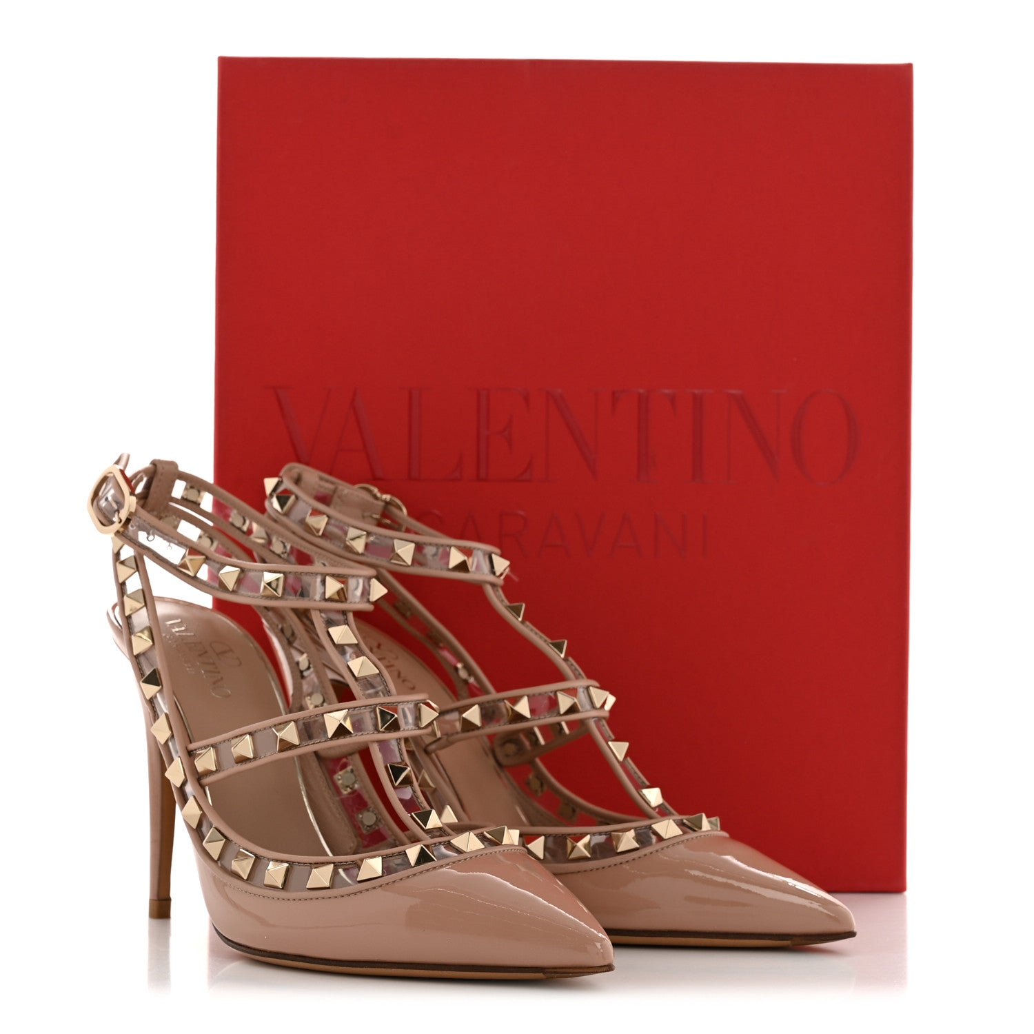 Valentino Garavani Patent PVC Rockstud Ankle Strap 100mm Pumps 37 Rose 10 of 10
