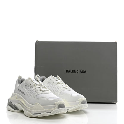 Balenciaga Fabric Mesh Bi-Color Womens Triple S Sneakers 37 White Metal Grey 11 of 11
