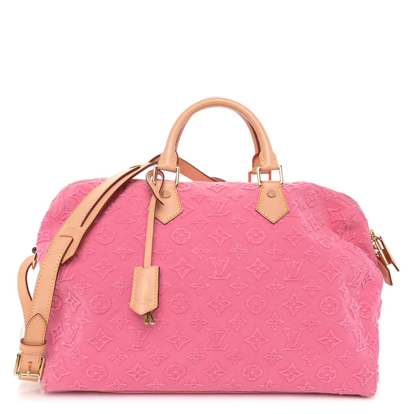 Denim Monogram Stone Speedy Bandouliere 35 Rose