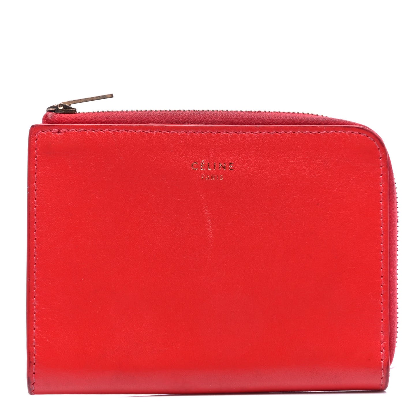 Calfskin Half Zip Multifunction Coin Purse Red