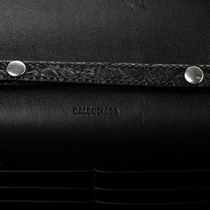 Balenciaga Crocodile Embossed Calfskin Classic Silver Hardware Le City Wallet On Chain Black 6 of 9